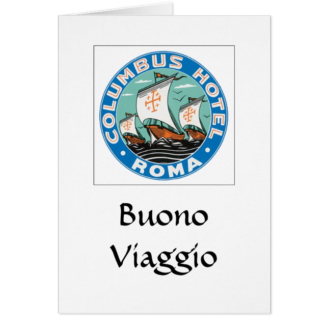 Columbus Hotel Roma Baggage Label Hälsningskort (Framsidan)