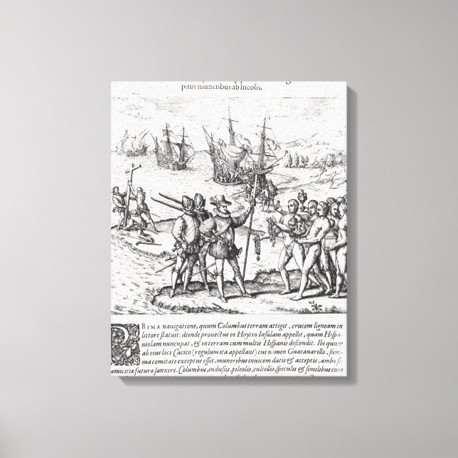 Columbus i det som först hette Indien Canvastryck (Framsida)