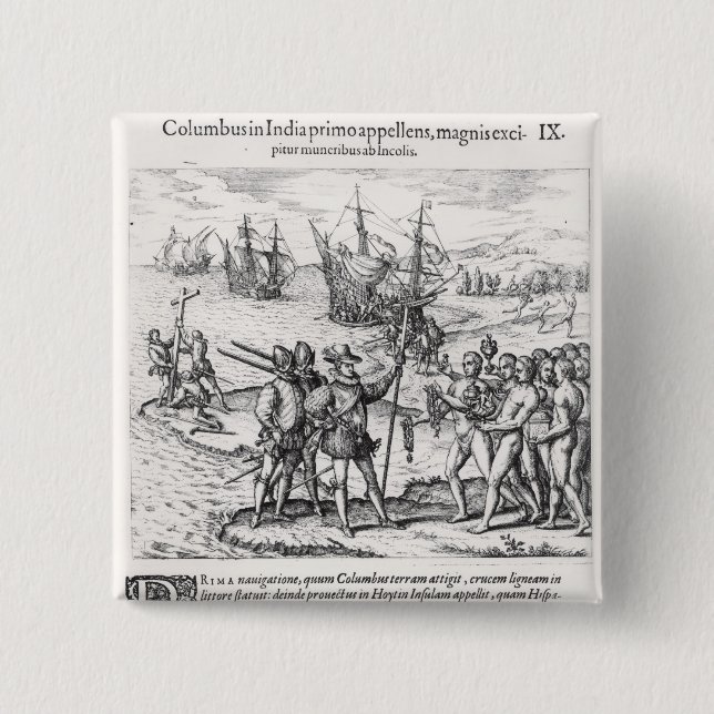Columbus i vad kallades först Indien Knapp (Framsida)