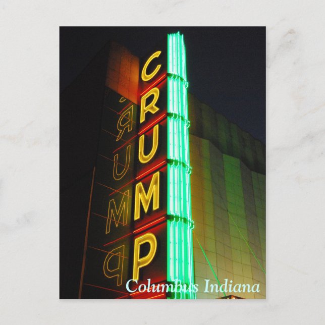 Columbus Indiana Crump theatren Vykort (Framsida)