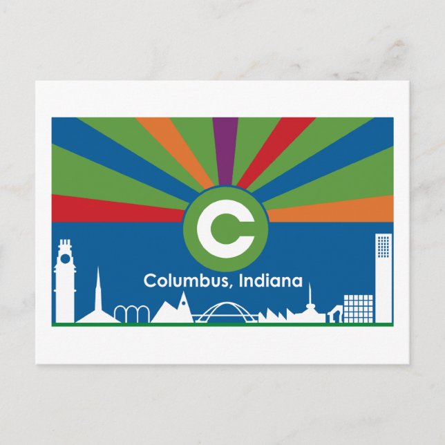 Columbus Indiana Flagga-vykort Vykort (Framsida)