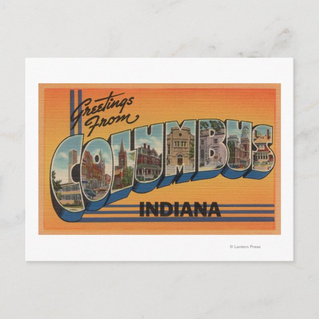 Columbus, Indiana - Stora Brev Scenes Vykort (Framsida)