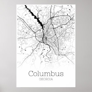 Columbus Karta - Georgia - City Karta Poster