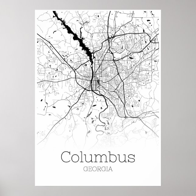 Columbus Karta - Georgia - City Karta Poster (Framsidan)