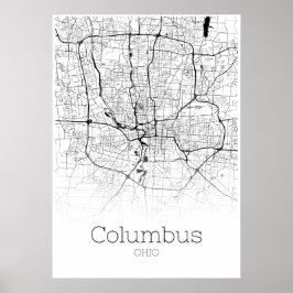Columbus Karta - Ohio - City Karta Poster