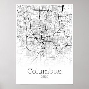 Columbus Karta - Ohio - City Karta Poster