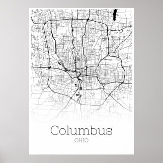 Columbus Karta - Ohio - City Karta Poster