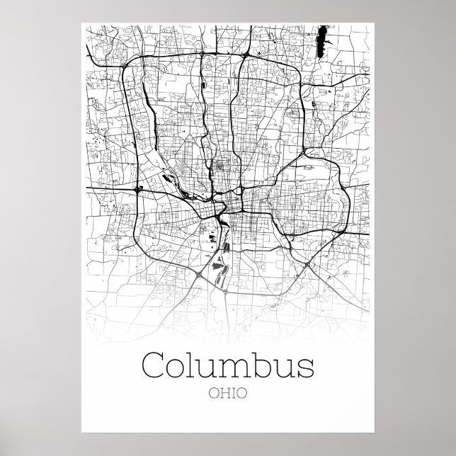 Columbus Karta - Ohio - City Karta Poster (Framsidan)