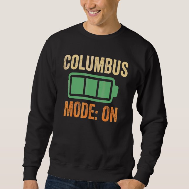 Columbus-läge På Batteridesign Lång Ärmad Tröja (Framsida)