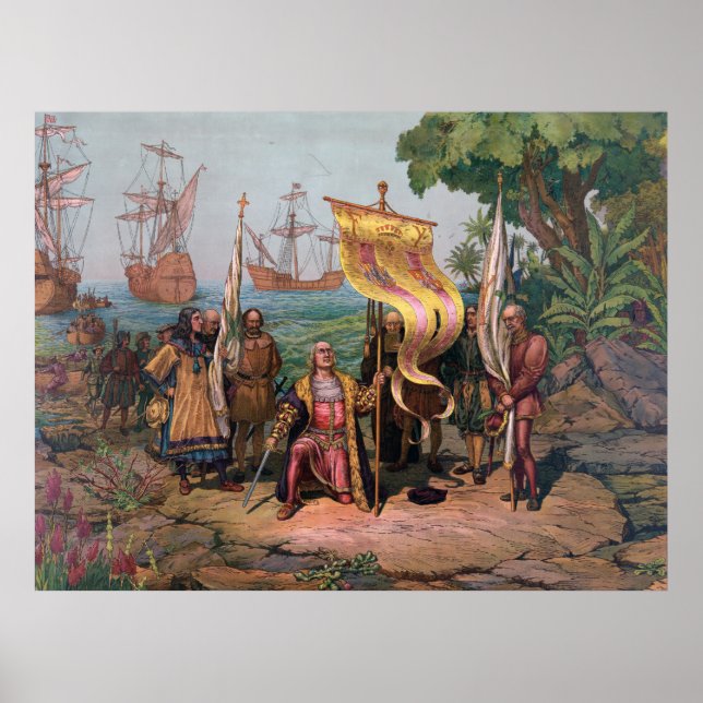 Columbus Landing in America Painting (1892) Poster (Framsidan)