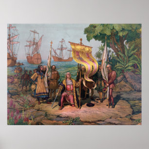 Columbus landning, i Amerika att måla (1892) Poster