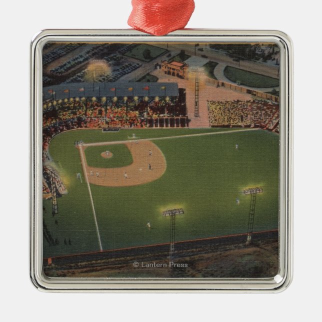Columbus OH - antenn av röd fågelbaseball Julgransprydnad Metall (Framsidan)