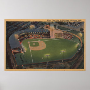 Columbus OH - antenn av röd fågelbaseball Poster