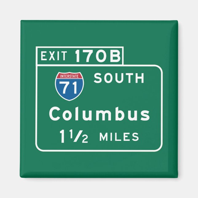 Columbus, OH Road Sign Magnet (Framsidan)