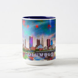 Columbus Ohio Abstrakt Skyline Två-Tonad Mugg