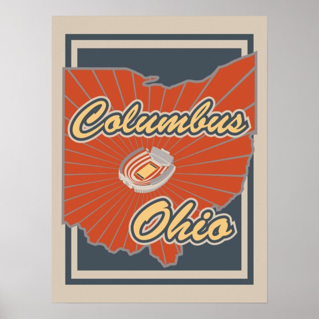 Columbus, Ohio Art Print - Travel Poster - 18 x 24 (Framsidan)