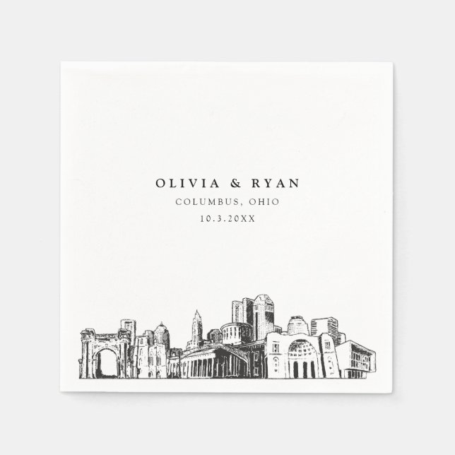 Columbus Ohio Bröllop minimalist Papper Pappersservett (Framsidan)