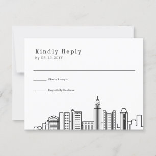 Columbus Ohio Bröllop Stylized City Skyline OSA Kort