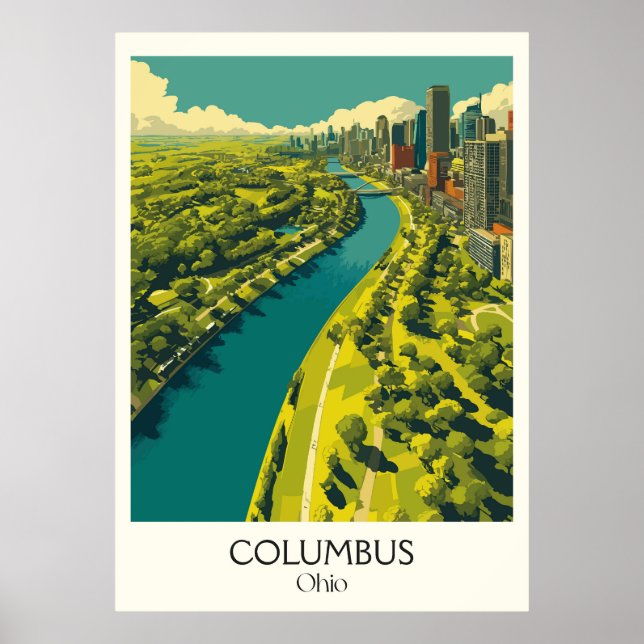 Columbus Ohio Capital City Skyline Modern Urban Poster (Framsidan)