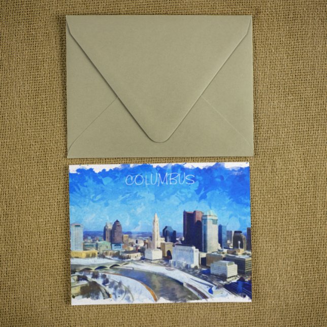 Columbus Ohio City Watercolor Illustration Vykort (columbus ohio watercolor postcard)