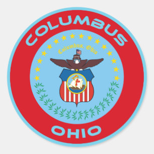 Columbus Ohio Flagga Seal Runt Klistermärke