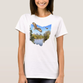 Columbus Ohio för örnScioto flod kvinna T-tröja T Shirt