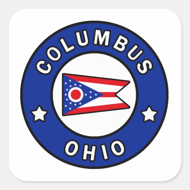 Columbus Ohio Fyrkantigt Klistermärke (Framsida)