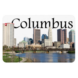 Columbus Ohio horisont med Columbus i himmlen Magnet