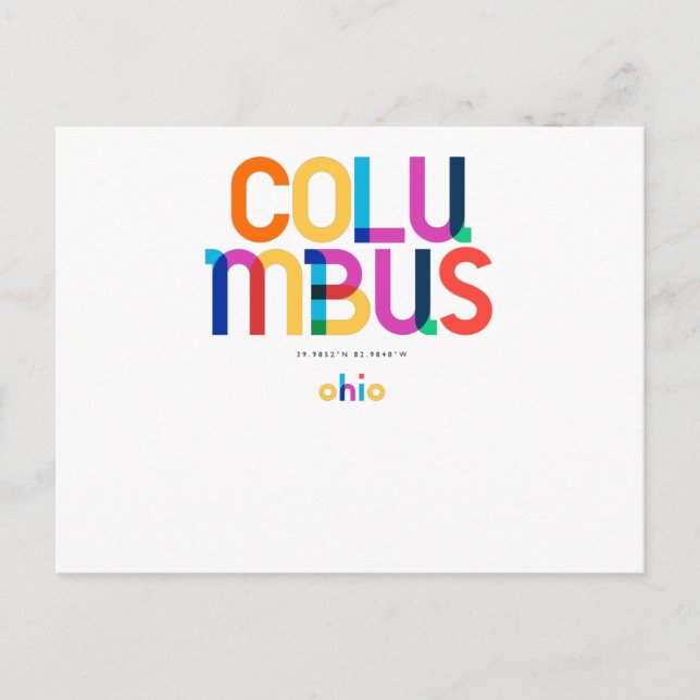 Columbus Ohio Mid Century, Pop Art Vykort (Framsida)