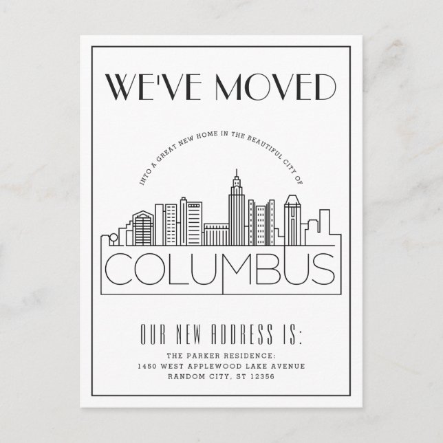 Columbus, Ohio Modern Deco | Byte av Adress Meddelande Vykort (Framsida)