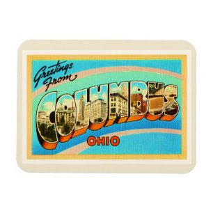 Columbus Ohio OH gammal vintage resorsouvenir Magnet