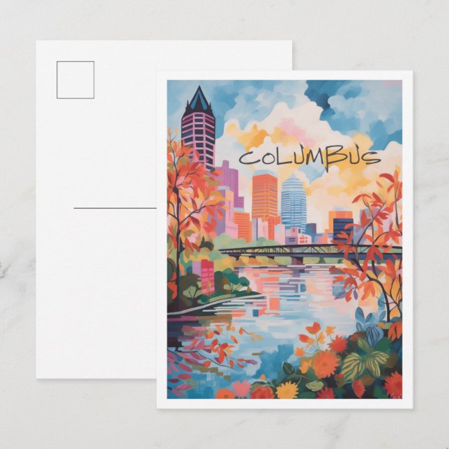 Columbus Ohio Resaestetik Vykort (Fram/baksida)