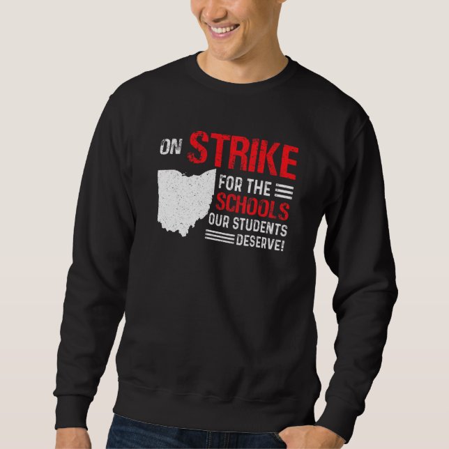 Columbus Ohio School Teacher Strejka Education Str Lång Ärmad Tröja (Framsida)