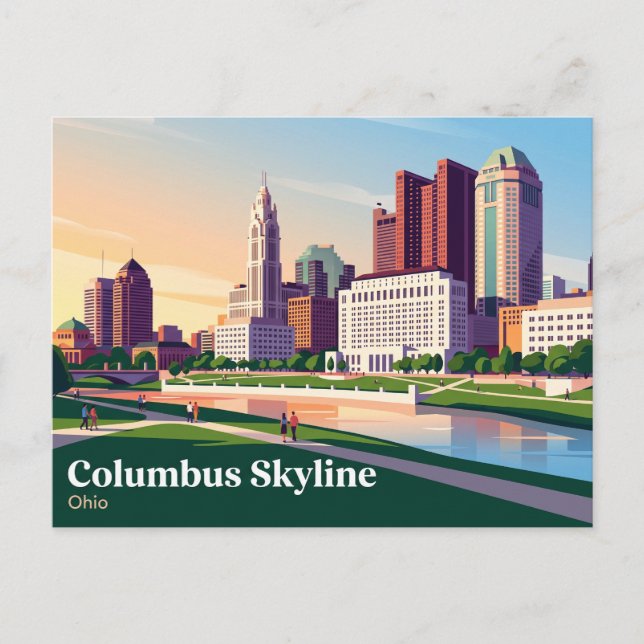 Columbus Ohio Siluett Vykort (Framsida)