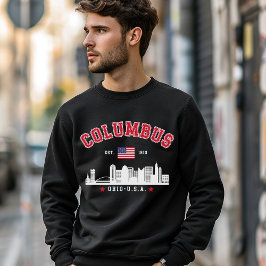 Columbus Ohio Skyline Illustration Lång Ärmad Tröja
