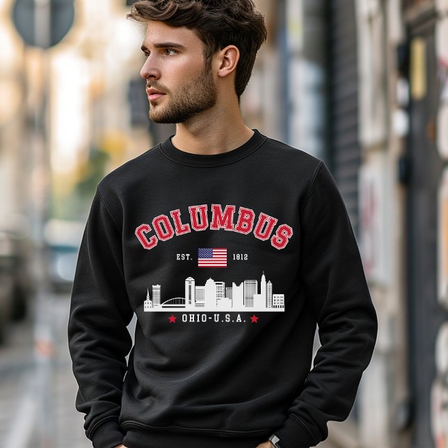 Columbus Ohio Skyline Illustration Lång Ärmad Tröja (Skapare uppladdad)