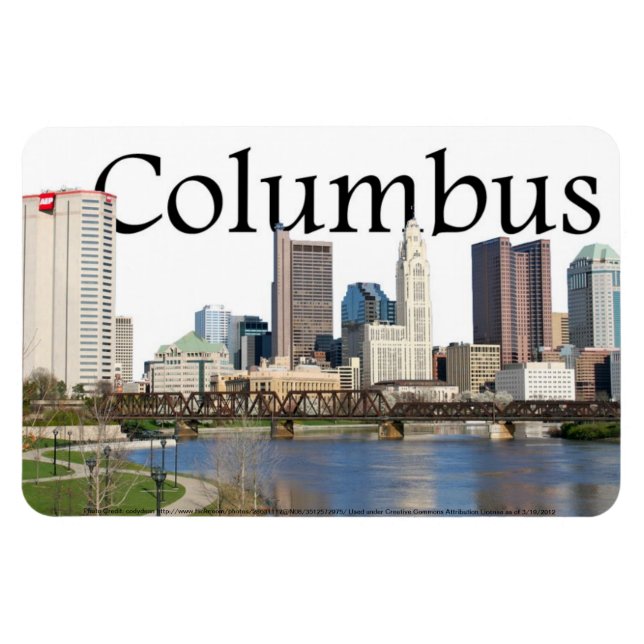 Columbus Ohio skyline med Columbus i Himlar Magnet (Horisontell)