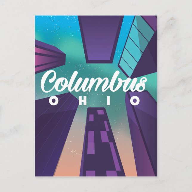 Columbus Ohio skyskrapa resepostertryck. Vykort (Framsida)