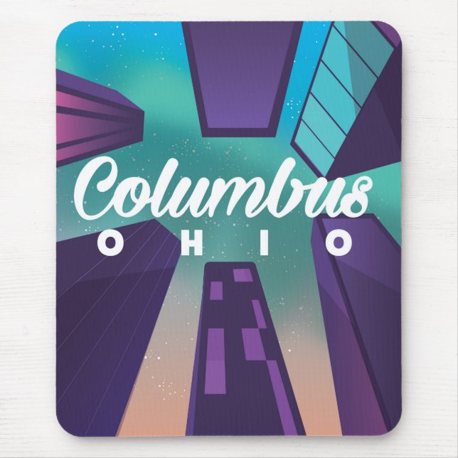 Columbus Ohio skyskrapare resepostertryck. Musmatta (Framsidan)