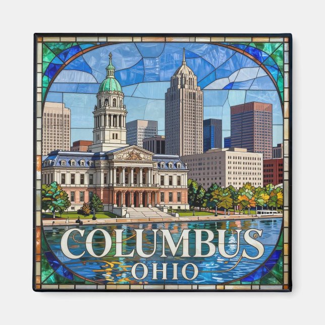 Columbus Ohio Stadssiluett 🏙️ Magnet (Framsidan)
