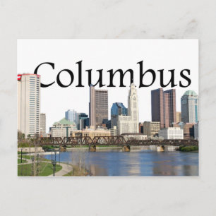 Columbus, Ohio Stadssiluett med Columbus på himlen Vykort