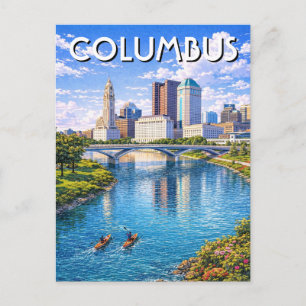 Columbus Ohio Stadssiluett Resa Vykort