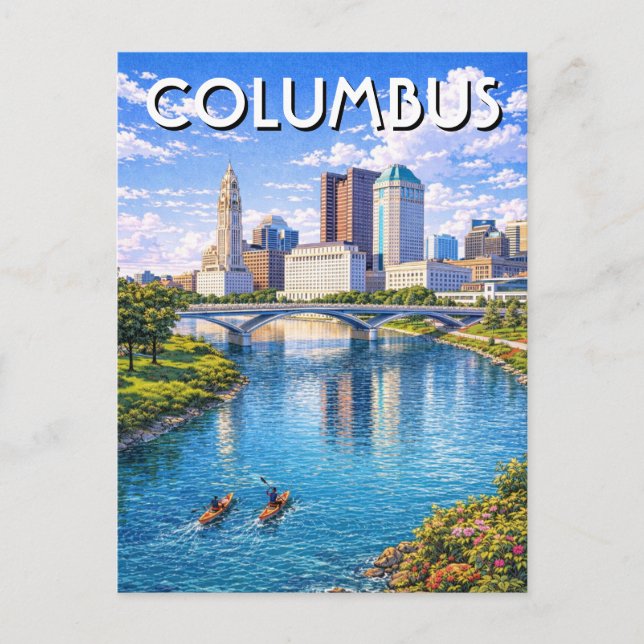Columbus Ohio Stadssiluett Resa Vykort (Framsida)