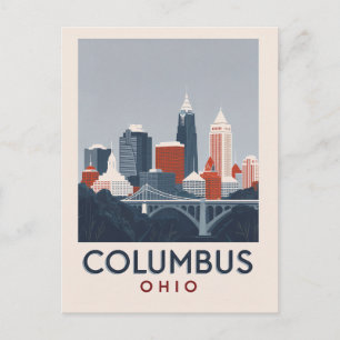 Columbus Ohio Stadssiluett Vintagekonst Vykort