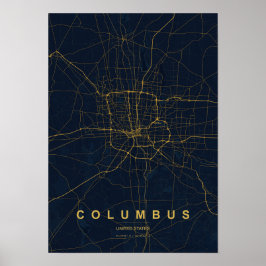 Columbus Ohio Stiliserad Karttryck | Modern Höjdpu Poster
