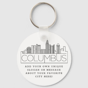 Columbus, Ohio Stylized Skyline Anpassningsbar Slo Nyckelring