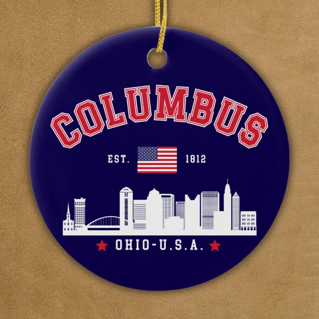 Columbus Ohio Urban Skyline Art Julgransprydnad Keramik (Skapare uppladdad)