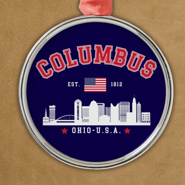 Columbus Ohio Urban Skyline City Julgransprydnad Metall (Skapare uppladdad)