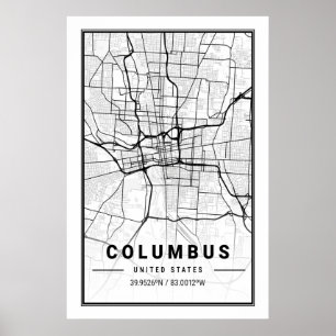 Columbus Ohio USA City Travel City Karta Poster