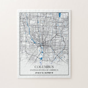 Columbus Ohio USA Travel City Karta Poster Pussel